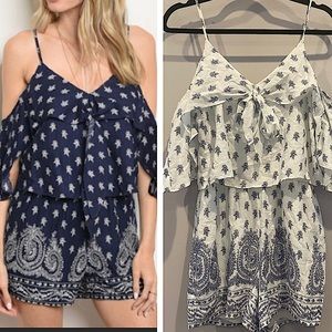 ANTHROPOLOGIE | LoveRiche Paisley Romper Flutter Sleeve Boho Small